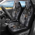 thumbnail image 2 of Qpednta Fashion Wolf Car Seat Covers Set 14 Pack with Steering Wheel Cover Auto Seat Belt Cover Head Rest Protector Center Console Cover Car Accessories Universal for Auto Truck Van SUV, 2 of 6