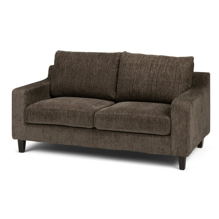 Brooklyn + Max Danielle Contemporary 65 inch Wide Sofa Loveseat in Deep Umber Brown Chenille Look