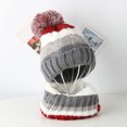 thumbnail image 3 of 2Pcs/Set Knitted Baby Hat Scarf Set Winter Warm Boys Girls Beanie Fleece Lining Toddler Kids Hat with Pompom, 3 of 8