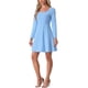 thumbnail image 4 of INSPIRE CHIC Vestido Elegante de Manga Larga con Cuello Redondo y Cuentas para Mujeres, Cintura Alta, Ideal para Trabajar, Talla XS, Azul Cielo, 4 of 6