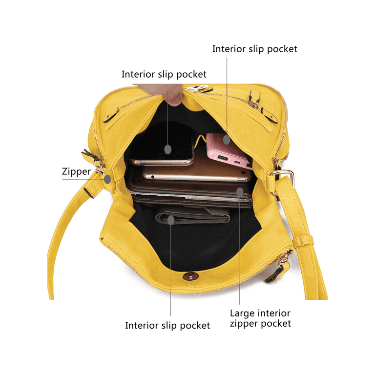 Women's Crossbody Bag - Vegan Leather Taco Yellow Shoulder Purse With Strap, Fashion Sling Backpack & Satchel