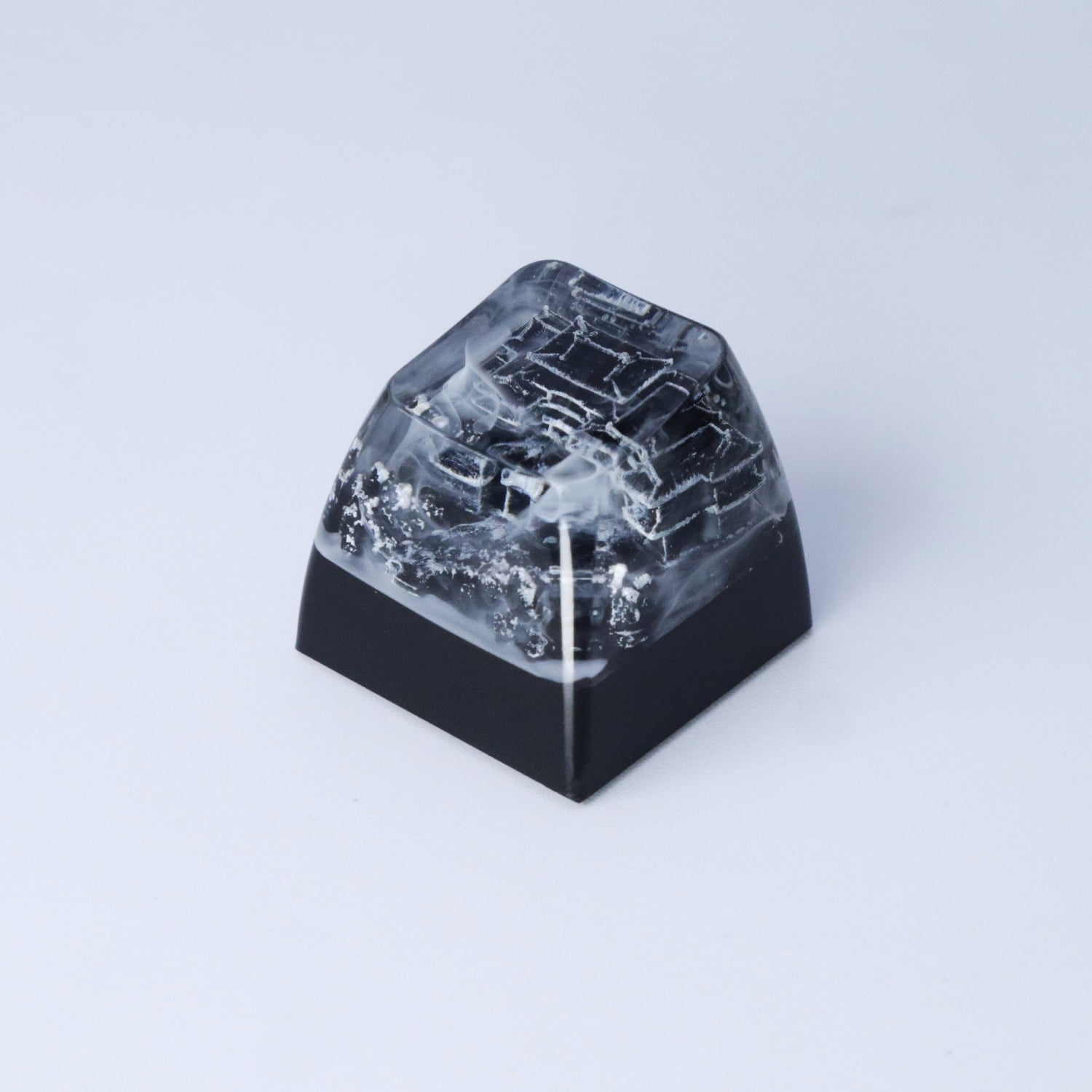 Artisan Resin Keycaps for Mechanical Keyboard,Ink Painting Style with Great Wall & Pavilion Design, Translucent Glow Keycaps
