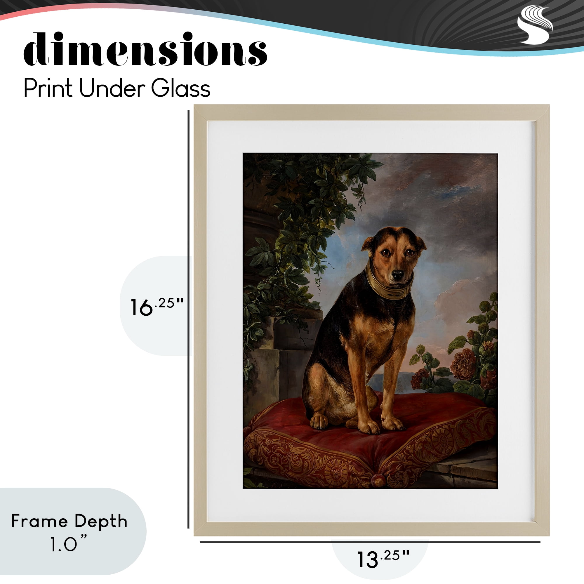 Stupell Industries Historical Dog on Cushion Birch Framed Print Under Glass, design by Lil' Rue