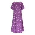 thumbnail image 5 of Cathalem Robe Courte d'Été 2024 pour Femme à Manches Courtes, Col Ras du Cou, Robe Côtelée, Violet P, 5 of 5