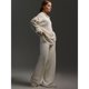 thumbnail image 5 of Conjuntos de Dos Piezas para Mujer, Sudadera de Larga con Cuello en V y Pantalones Anchos, Conjuntos de Chándal para Estar en Casa Crema S, 5 of 9