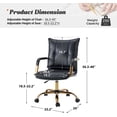 thumbnail image 5 of Faux Leather Office Chair Adjustable Swivel Desk Chair with Golden Legs and Arms Upholstered, Navy, 5 of 12