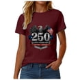 thumbnail image 4 of 250 Anniversary USA Shirt Women 4th of July Shirts 1776-2026 250th Birthday T-Shirt Patriotic Shirts Tops Wine,XXL, 4 of 6