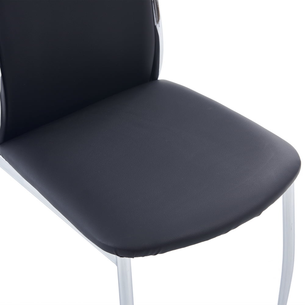 Kepooman 4 Pcs Modern PU Leather Dining Chairs with Padded Seat & High Back, Black Kepooman 4 Pcs Modern PU Leather Dining Chairs with Padded Seat & High Back, Black