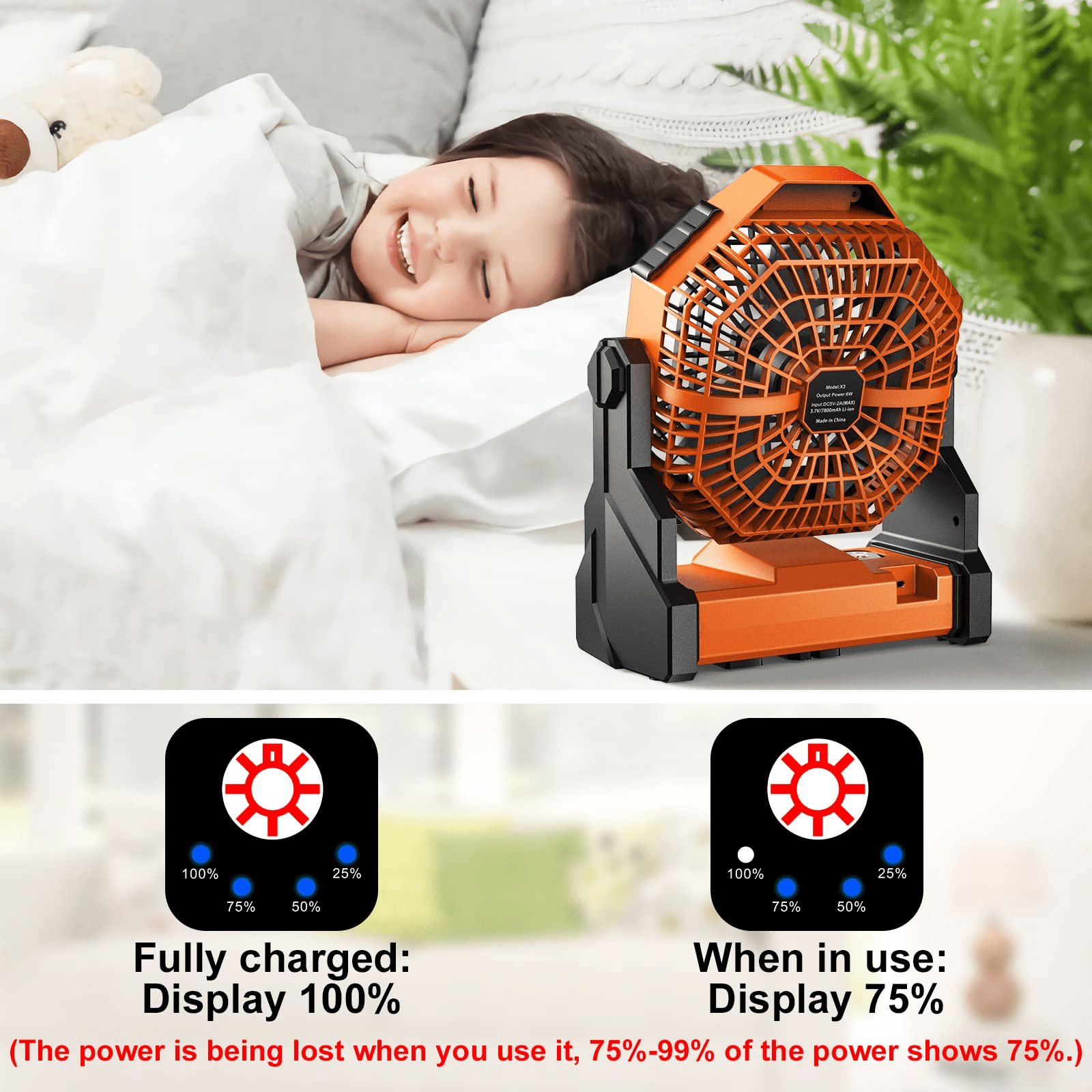 Number-one Camping Fan Rechargeable Portable Personal Fan 3 Speed, 2 lb