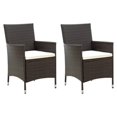 thumbnail image 1 of vidaXL Chaises de Jardin avec Coussins 2 Pcs Rotin Synthétique Brun, 1 of 5