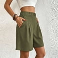 thumbnail image 4 of hotojiny Dress Shorts for Women Comfort High Waisted Wide Leg Shorts Work Business Pleated Shorts with Pockets S-3XL, 4 of 7