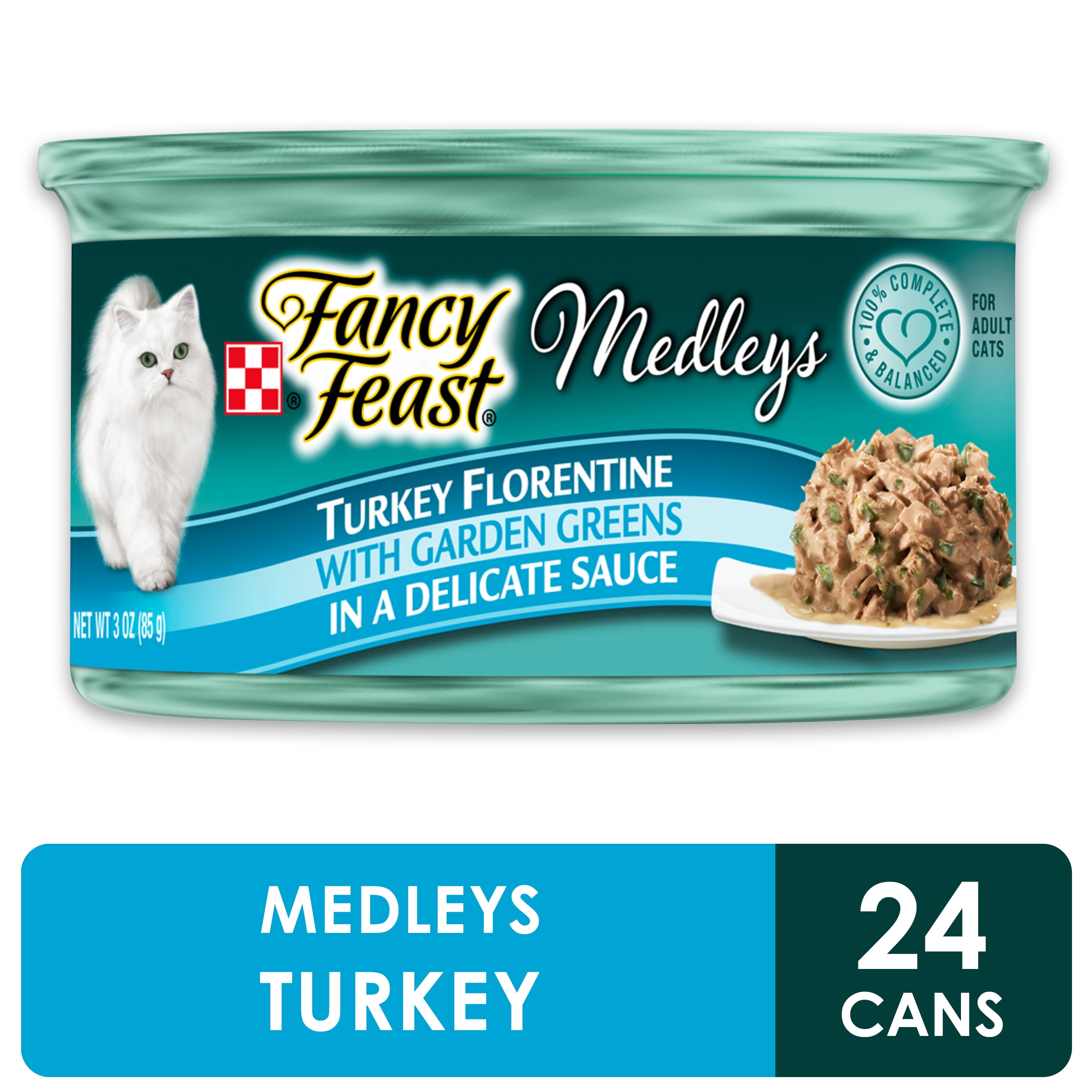 (24 Pack) Fancy Feast Wet Cat Food, Medleys Turkey Florentine With