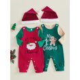 thumbnail image 3 of RUINIXCW Baby Boy Christmas Outfits Rompers Letter Embroidery Overalls Pants and Hat, 3 of 8
