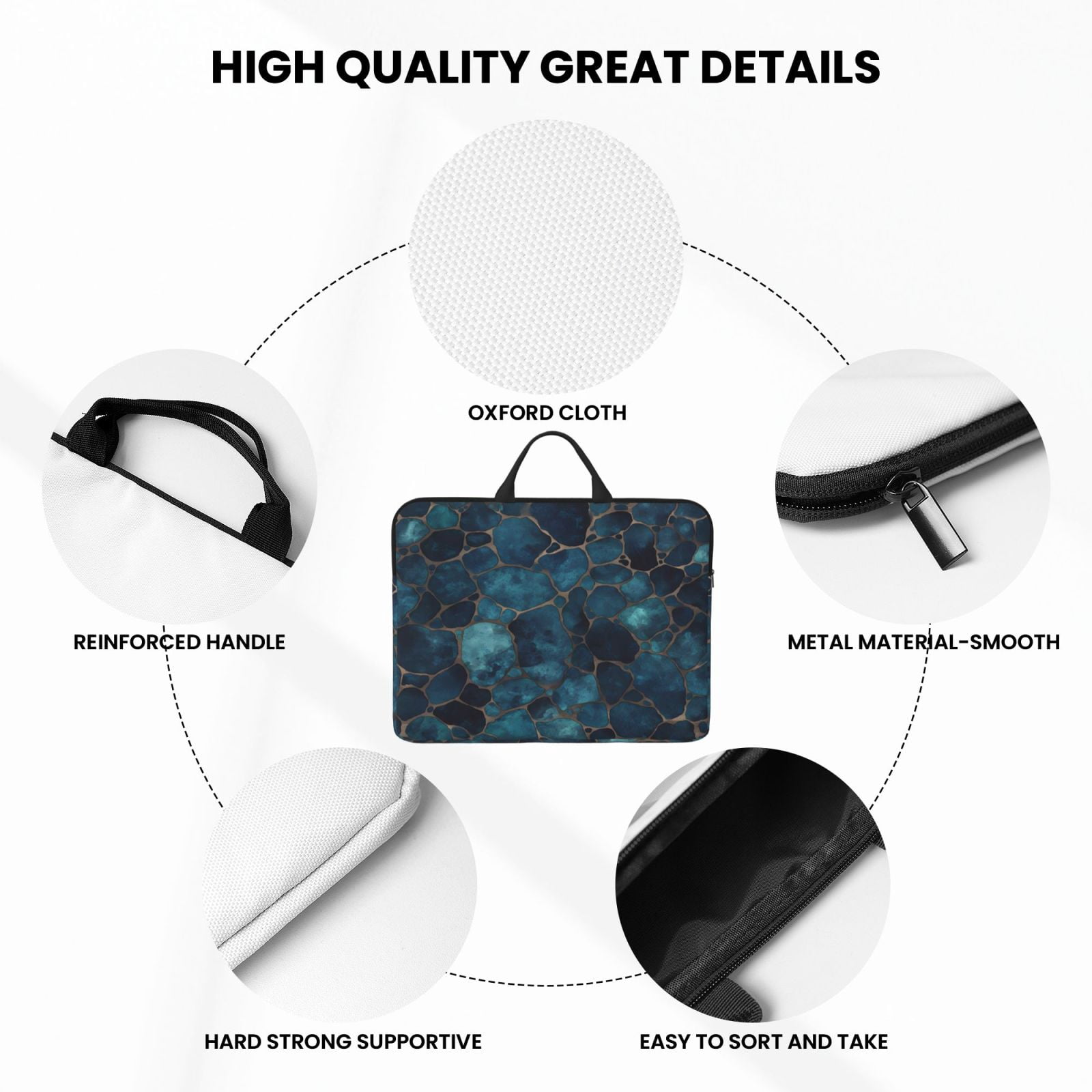 Laptop Sleeve Bag For Women Men 14inch Waterproof Durable Protective Computer Carrying Cover Handle Laptop Case Bag Animal Skin Print Style Darkturquoise_2