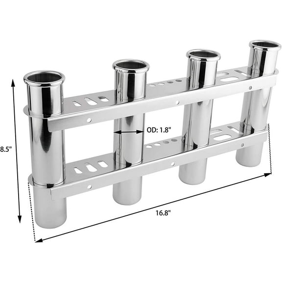 316 Stainless Steel 4 Tube Fishing Rod Holder for Boat, Kayak, Yacht