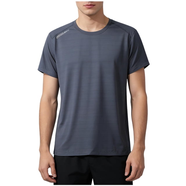 Camiseta Casual de Color Sólido de Hielo-Seda de la Blusa de Manga Corta de los Hombres, Transpirable Suelto Deporte Top para el Gimnasio Y el Uso Diario