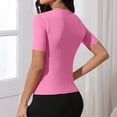 thumbnail image 4 of Women's Workout Tops Dry Fit T Shirts Athletic Short Sleeve Gym Shirts for Women,Running Yoga Active Tees Pink S, 4 of 5