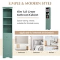 thumbnail image 3 of DEALTOPS Modern Tall Bathroom Storage Cabinet with Adjustable Shelves and Open Storage Space, Green, 3 of 8