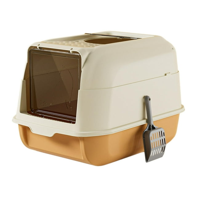 Cat Litter Box with Lid, Cat Litter Box with Hood, Large Covered Cat Litter Box Orange