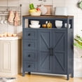 thumbnail image 4 of Farmhouse Storage Cabinet with 2 Doors and 4 Drawers, Freestanding Bathroom Compartment and Kitchen Pantry Cupboard, Blue, 4 of 6