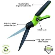 Garden Guru Hand Grass Clipper Scissors – Rotating Cutter Head w/ Safety Lock – Rust Proof Carbon Steel Blades & Soft Comfort Grip Handles – Perfect for Lawn Edging, Shrubs, Flowers, Gardening (4)