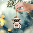 thumbnail image 2 of AUDeals ‌Christmas Cow Car Ornament Cute Dairy Cow Rearview Mirror Charm for Car Interior Decorations Acrylic Hanging Pendant Festive Holiday Gift Idea‌, 2 of 6
