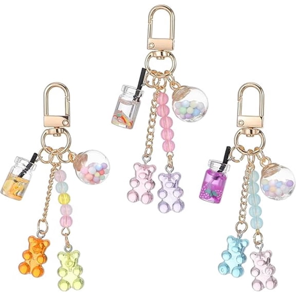 Januofit  3PCS Keychain Accessories for Women ，Purse Charms Cute Bear Key Pendant Candy Pendant Suitable for Decorating Wallets, Car Keys，backpack