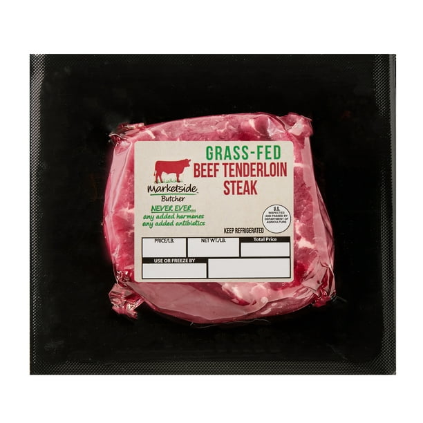 Marketside Butcher Grass Fed Beef Tenderloin Steak 0 25 0 80 Lb Walmart Com Walmart Com