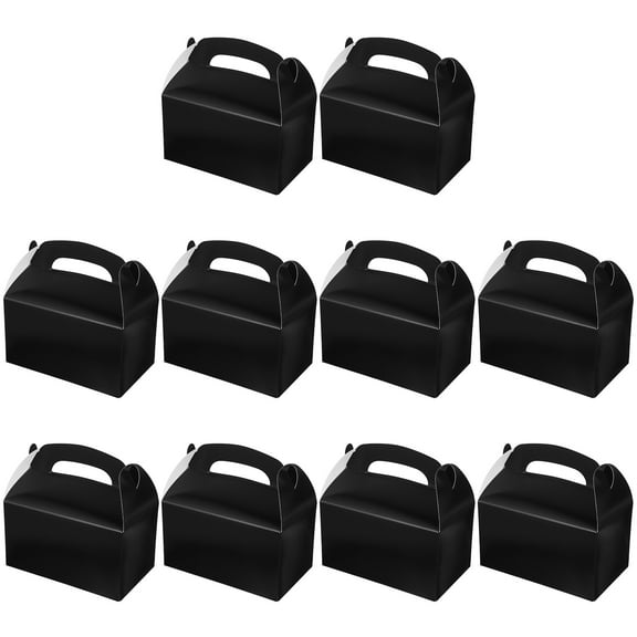 HAMPPLIES 10Pcs Black Cake Packaging Box with Candy Packing Function for Wedding Party Boxes 9.4x7.1x3.5in