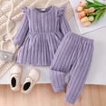 thumbnail image 2 of NIEWTR Toddler Girl Girl Matching Set 2PCs Long Sleeve T-Shirt + Stretchy Full Length Pants Breathable Pajamas for 2T-5T Gift Set(A-Light Purple,18-24 Months), 2 of 9