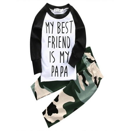 

Newborn Baby Girls Boys Clothes T-shirt Tops+ Camouflage Pants Outfits Set 0-18M