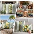 thumbnail image 5 of Sage Green Stripes Outdoor Waterproof Pillow Covers, Summer Spring Botanical Lemon Leaves Decorative Square Throw Pillowcase Sofa Cushion Sham for Patio/Couch/Chair, 16"x16" 2 Pack, 5 of 8