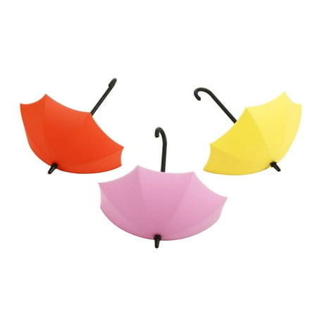 

3pcs Umbrella Shape Wall Hook Colorful Key Holder Hanger Holder Wall Hook Kitchen Organizer Bathroom Accessories Pink Red and Yellow