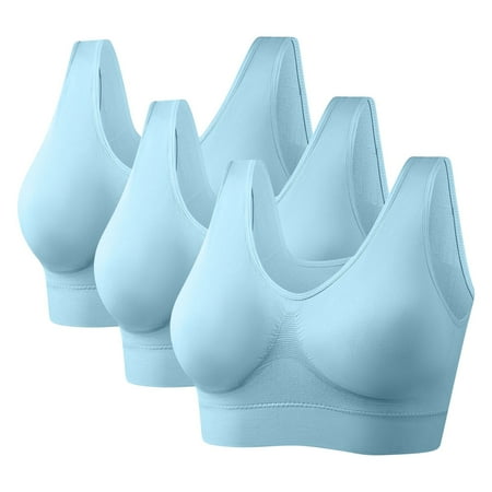Babcutegg Bras for Women Adjustable Straps Seamless Lightweight Padded Underwear for Women Light Blue Size 3XL