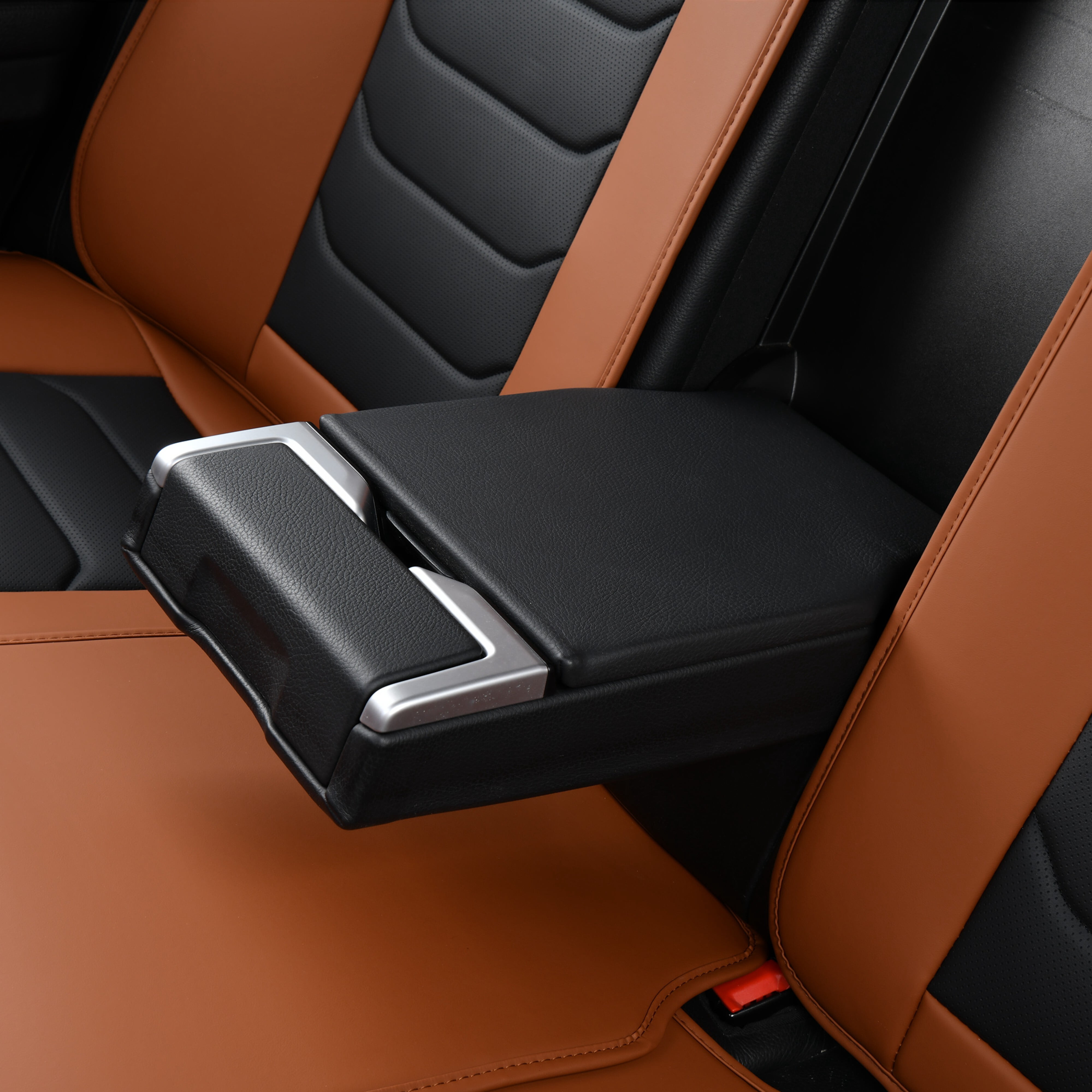 FLORICH Full Set Car Seat Covers, Waterproof Faux Leather Seat Protectors, Comfortable Auto Interior Cushions Fit for Most Cars Suv Trucks, Black & Brown