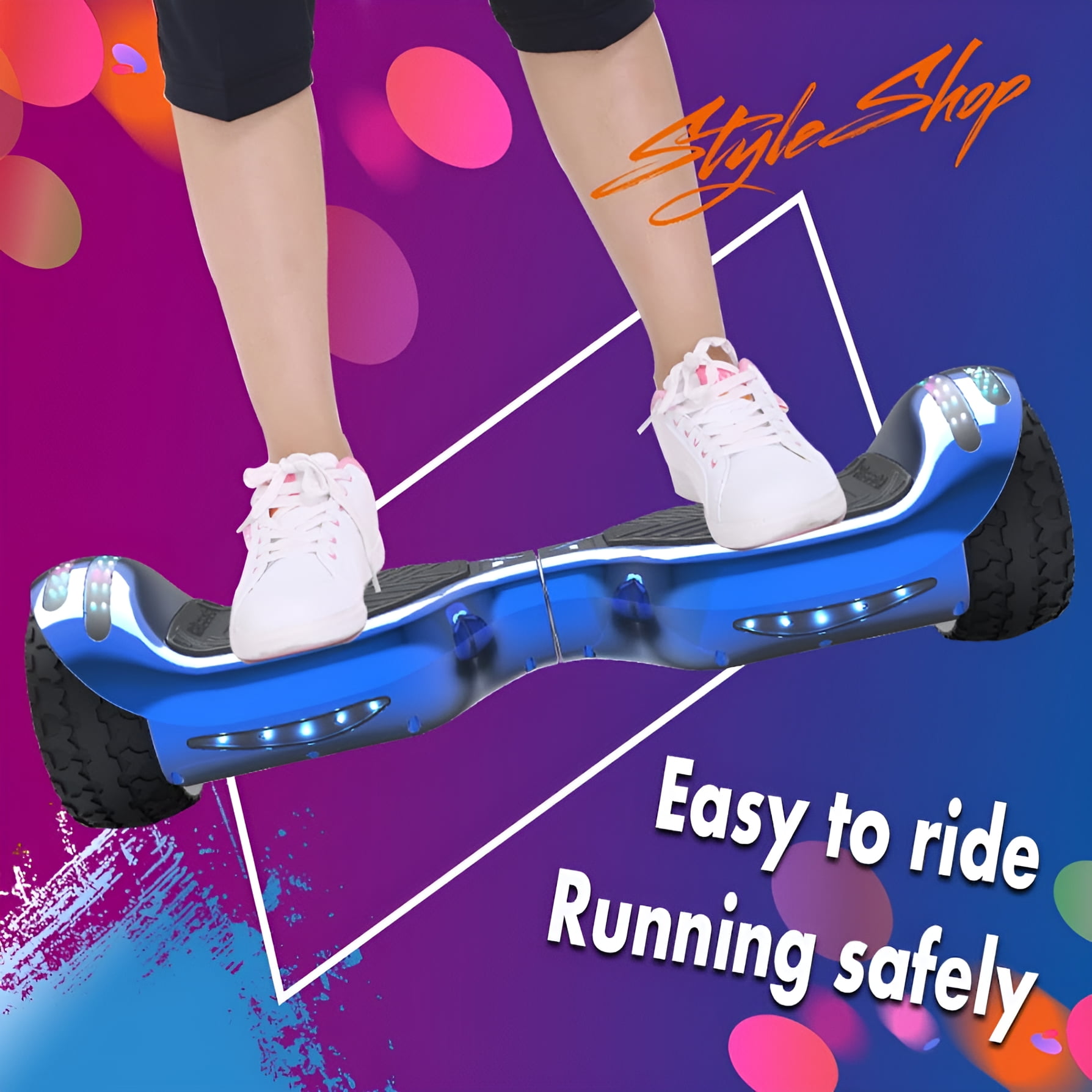 HoverStar All Terrain 6.5 Smart Hoverboard with Bluetooth Lights High Weight Limit Chrome Pink Walmart