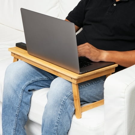 Mind Reader - Lap Desk Laptop Stand, Bed Tray, Dorm Room, Folding Legs, Rayon From Bamboo, 21.25"L x 13.19"W x 8.25"H - Brown