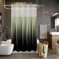 thumbnail image 5 of No Hook Shower Curtains with Snap-in Liner Set, Sage Green Black Ombre Waterproof Hotel Style Bathroom Shower Curtain, Modern Abstract Striped Gradient Breathable Mesh Top Bath Curtains 36''x72'', 5 of 9