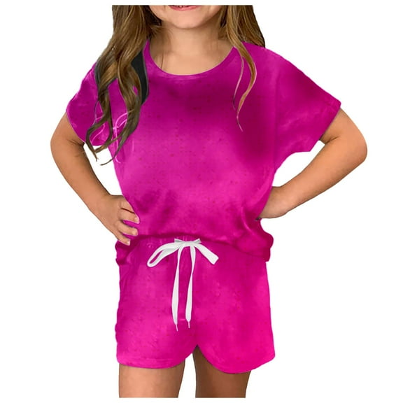 Fsqjgq Toddler Fall Outfits for Girls Trendy Girls Clothes Summer T Shirt and Shorts Set with Side Pocket Shorts Set Girls Music Lover Shirt and Shirts Clothing Sets Baby Girl Outfits Size 120