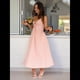 thumbnail image 4 of Vestido de Verano con Cuello en V para Mujer, A Rayas, Estilo Bohemio, para Playa, con Tirantes Finos y Lazo en la Espalda. Rosa XL, 4 of 10