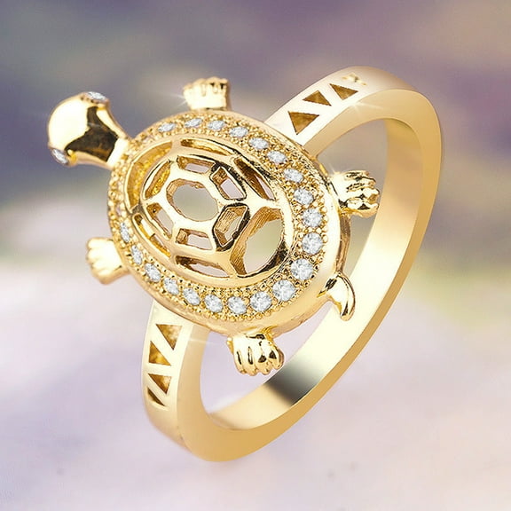 Hot selling diamond ring for women European and American fashion turtle zircon ring