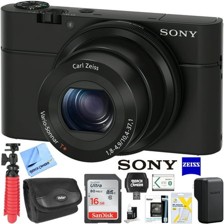 Sony DSC-RX100 20.2 MP Exmor CMOS Sensor Digital Camera with 3.6x Zoom BUNDLE with 8GB Card, Case, Card Reader, Mini tripod, LCD Screen Protectors + (Best Gimbal For Sony Rx100 V)