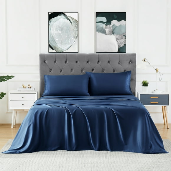 Bamboo Sheets Set of 3 - Rayon from Bamboo Cooling Bed Sheets, 16" Deep Pocket Fitted Sheet for Hot Sleepers, Twin Size Soft Wrinkle-Resistant Bedding
