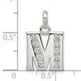 thumbnail image 4 of Sterling Silver White CZ Letter M Initial Pendant Charm, 4 of 4