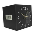 thumbnail image 3 of Reloj de pared de esquina con termómetro, reloj decorativo cuadrado con mes, fecha y Negro, 3 of 9