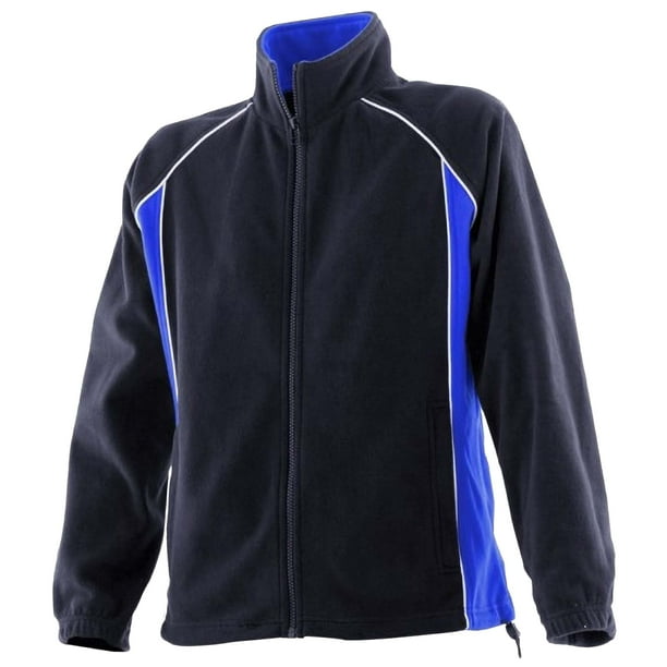 Finden & Hales - Chaqueta deportiva modelo Piped de micro-polar para mujer (Azul marino/Azul real/ Blanco)