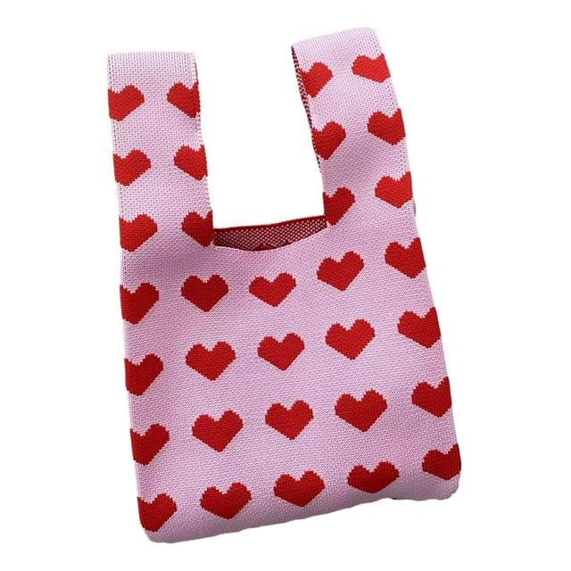 Bolso de mano de punto para mujer, bolso con asa, bolso de moda, bolso de compras, bolso de viaje, monedero base rosa
