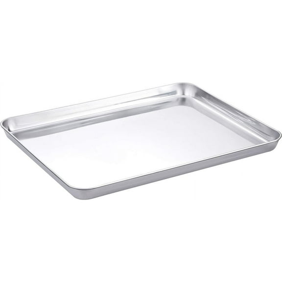 Casewin Stainless Steel Cake Bake Pan,Compact Toaster Oven Pan Tray Ovenware Professional, Deep Edge, Superior Mirror Finish, Dishwasher Safe (40 X 30 X2.5cm)