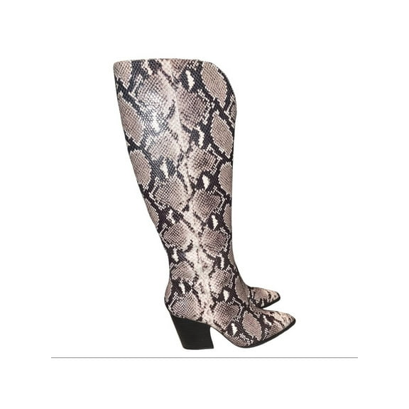 INC Womens Beige Animal Print Pointed Toe Block Heel Zip-Up Dress Western Boot 9