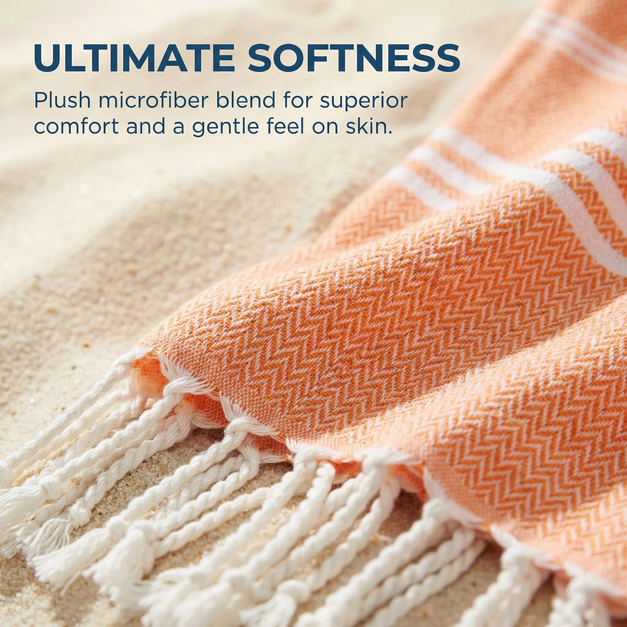 Unique Bargains Stripe Turkish Quick Dry Beach Towel 2 Pack Orange 71"x35"